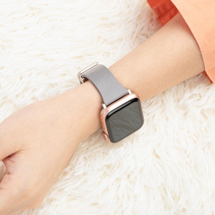 Sheepskin Texture Magnetic Folding Buckle Watch Band For Apple Watch 4 40mm(White)