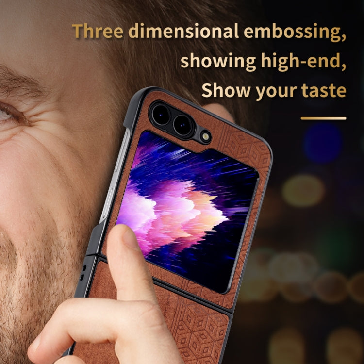 For Samsung Galaxy Z Flip5 AZNS 3D Embossed Skin Feel Phone Case(Brown)