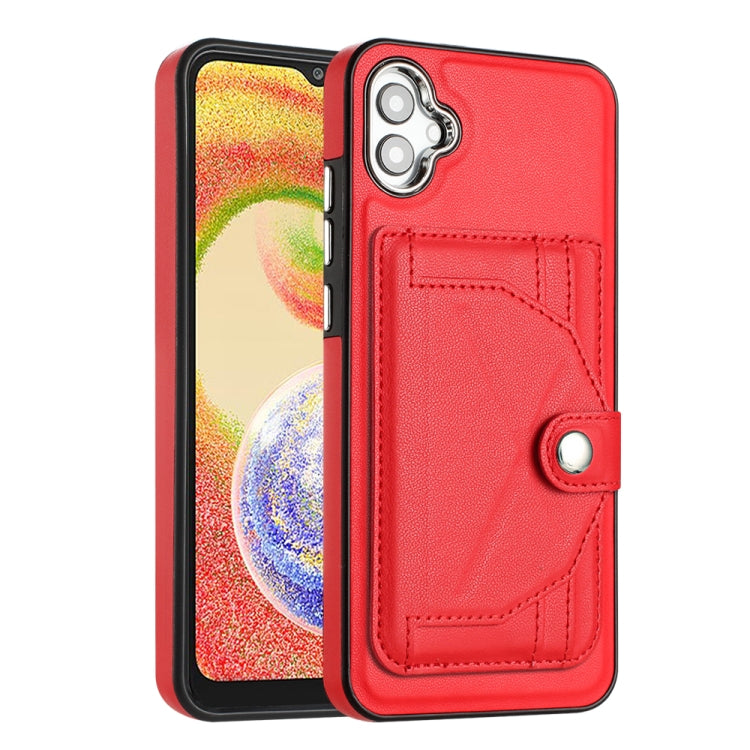 For Samsung Galaxy A04E / F04 / M04 Shockproof Leather Phone Case with Card Holder(Red)