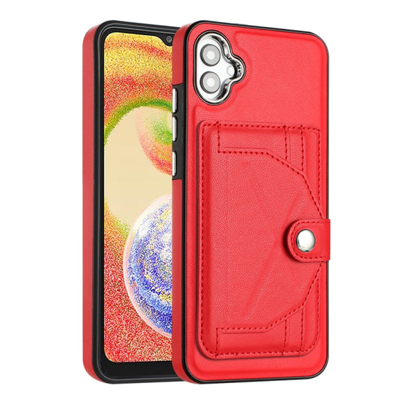 For Samsung Galaxy A04E / F04 / M04 Shockproof Leather Phone Case with Card Holder(Red)