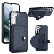 For Samsung Galaxy S23+ Shockproof Leather Phone Case with Card Holder(Blue)