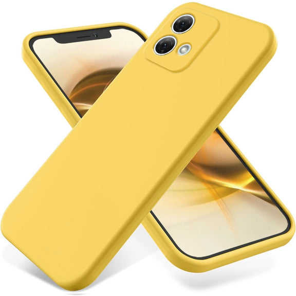 For Motorola Moto G84 5G Solid Color Liquid Silicone Dropproof Full Coverage Phone Case(Yellow)