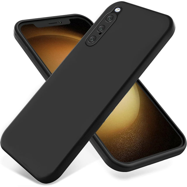 For Sony Xperia 10 V Pure Color Liquid Silicone Shockproof Phone Case(Black)