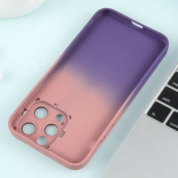 For iPhone 13 Pro Max Gradient Starry Silicone Phone Case with Lens Film(Pink Purple)