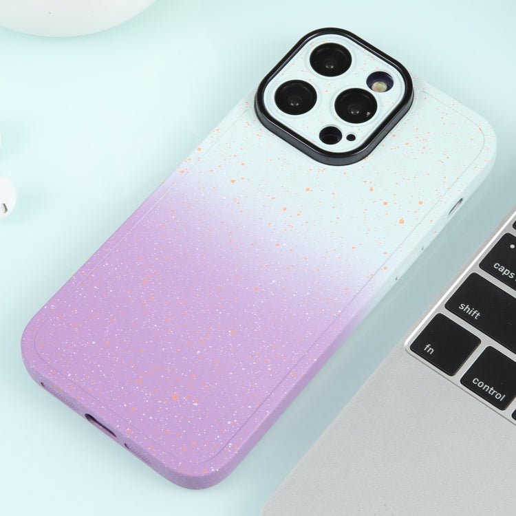 For iPhone 12 Pro Gradient Starry Silicone Phone Case with Lens Film(White Purple)