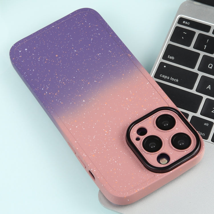 For iPhone 11 Gradient Starry Silicone Phone Case with Lens Film(Pink Purple)