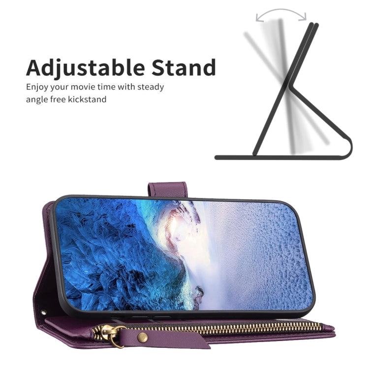 For iPhone XS / X 9 Card Slots Zipper Wallet Leather Flip Phone Case(Dark Purple)