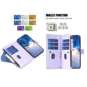 For iPhone 14 / 13 9 Card Slots Zipper Wallet Leather Flip Phone Case(Light Purple)
