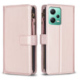 For Xiaomi Redmi Note 12 5G 9 Card Slots Zipper Wallet Leather Flip Phone Case(Rose Gold) - free shipping - PMC TechLife - Order now!