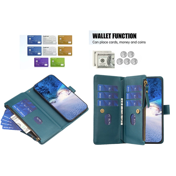 For Xiaomi 13 Lite 9 Card Slots Zipper Wallet Leather Flip Phone Case(Green)