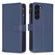 For Samsung Galaxy S23+ 5G 9 Card Slots Zipper Wallet Leather Flip Phone Case(Blue) - free shipping - PMC TechLife - Order now!