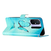 For Xiaomi Redmi 12C Colored Drawing Leather Phone Case(Blue Butterfly)
