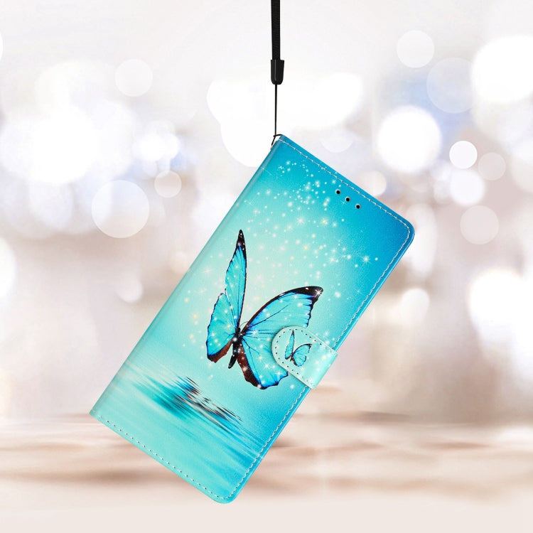 For Xiaomi Redmi 12C Colored Drawing Leather Phone Case(Blue Butterfly)