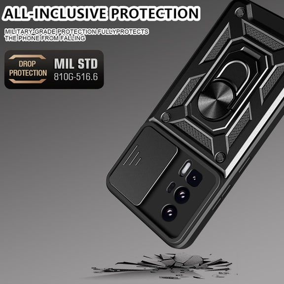 For Xiaomi Poco F5 Pro Sliding Camera Cover Design TPU Hybrid PC Phone Case(Silver)