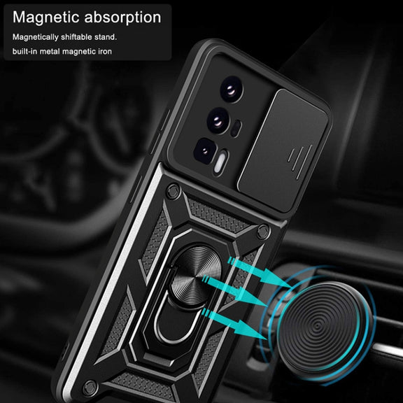 For Xiaomi Poco F5 Pro Sliding Camera Cover Design TPU Hybrid PC Phone Case(Silver)