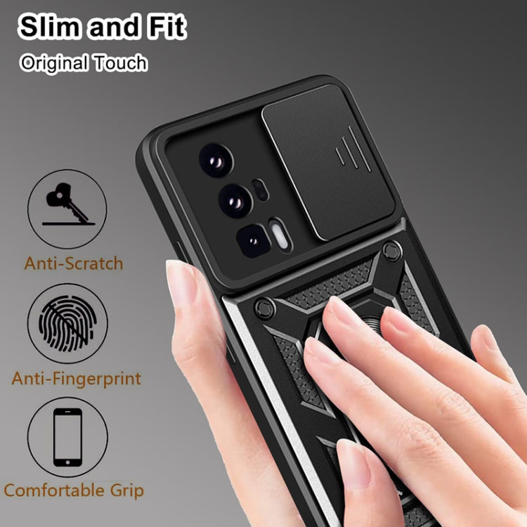 For Xiaomi Poco F5 Pro Sliding Camera Cover Design TPU Hybrid PC Phone Case(Silver)
