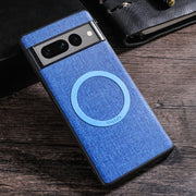 For Google Pixel 8 Pro Magsafe Magnetic Ring Cloth Texture Phone Case(Blue)