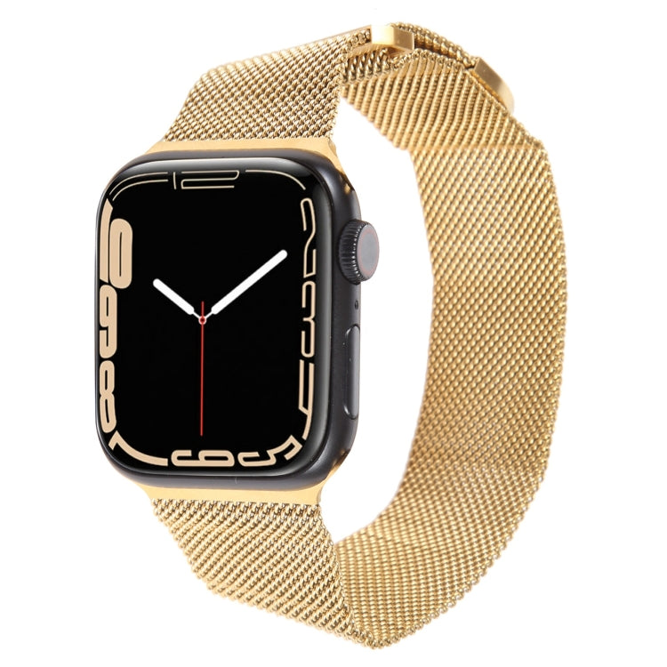 For Apple Watch 8 41mm Milanese Metal Magnetic Watch Band(Gold)