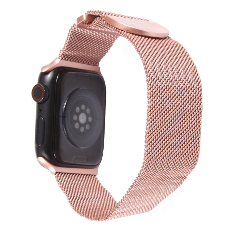 For Apple Watch 7 41mm Milanese Metal Magnetic Watch Band(Pink)