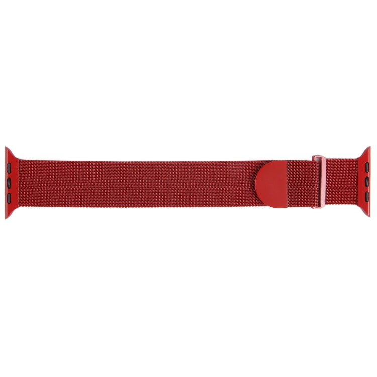 For Apple Watch 3 42mm Milanese Metal Magnetic Watch Band(Red)