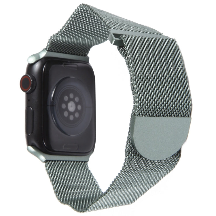 For Apple Watch 2 42mm Milanese Metal Magnetic Watch Band(Pine Green)