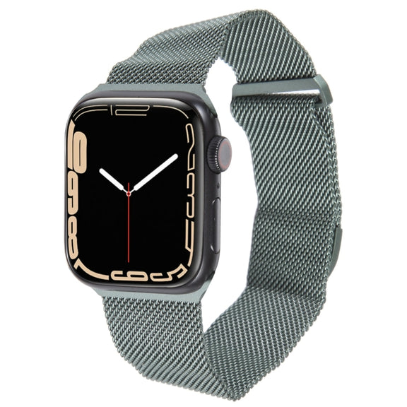 For Apple Watch 2 42mm Milanese Metal Magnetic Watch Band(Pine Green)