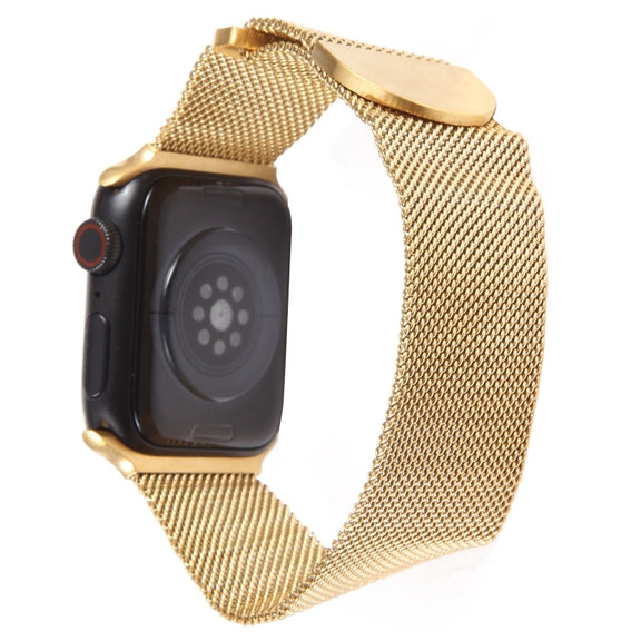 For Apple Watch 42mm Milanese Metal Magnetic Watch Band(Gold)