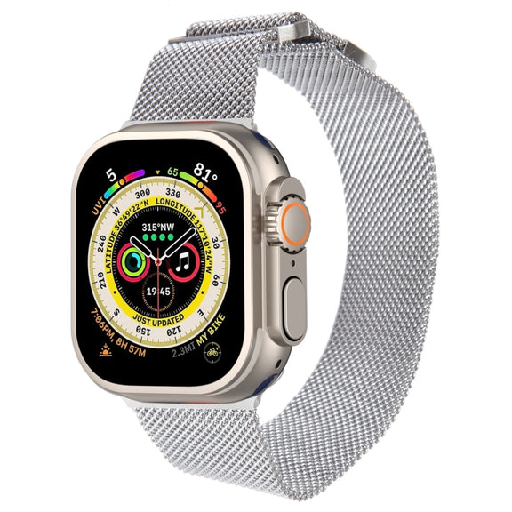 For Apple Watch 9 41mm Milanese Metal Magnetic Watch Band(Silver)