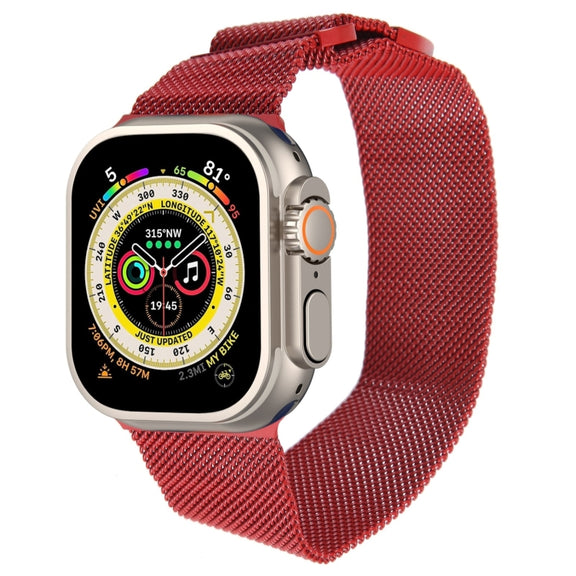 For Apple Watch 9 41mm Milanese Metal Magnetic Watch Band(Red)