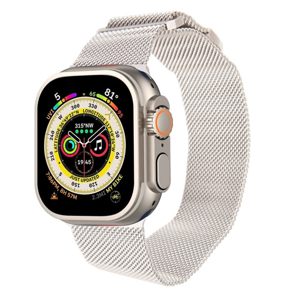 For Apple Watch 9 41mm Milanese Metal Magnetic Watch Band(Starlight)