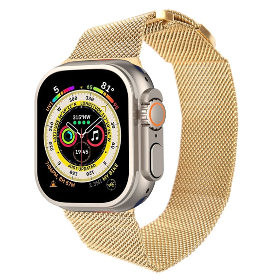For Apple Watch 9 41mm Milanese Metal Magnetic Watch Band(Gold)