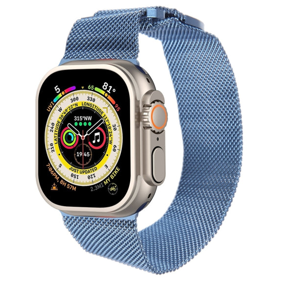For Apple Watch 9 41mm Milanese Metal Magnetic Watch Band(Blue)