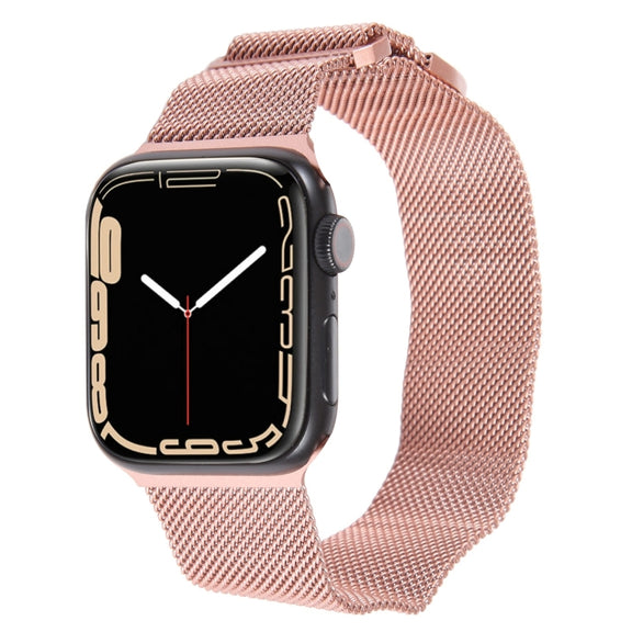 For Apple Watch 9 41mm Milanese Metal Magnetic Watch Band(Pink)