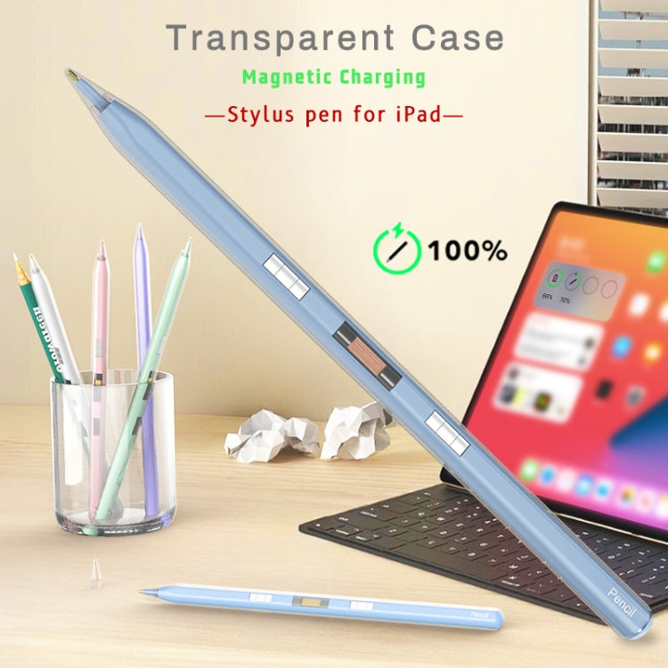 P10s Transparent Case Wireless Charging Stylus Pen for iPad 2018 or Later(Purple)