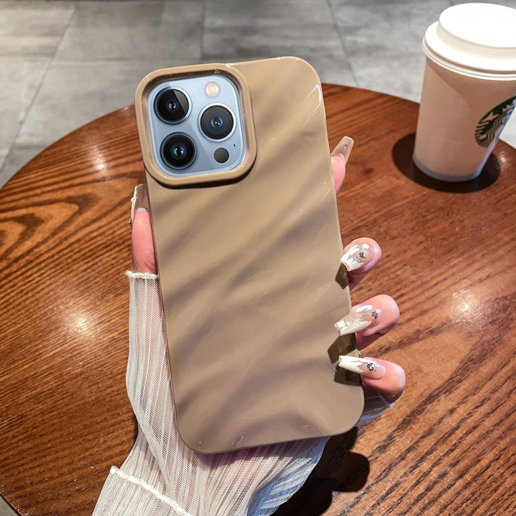 For iPhone 13 Pro Max Solid Color Wave Texture TPU Phone Case(Brown)
