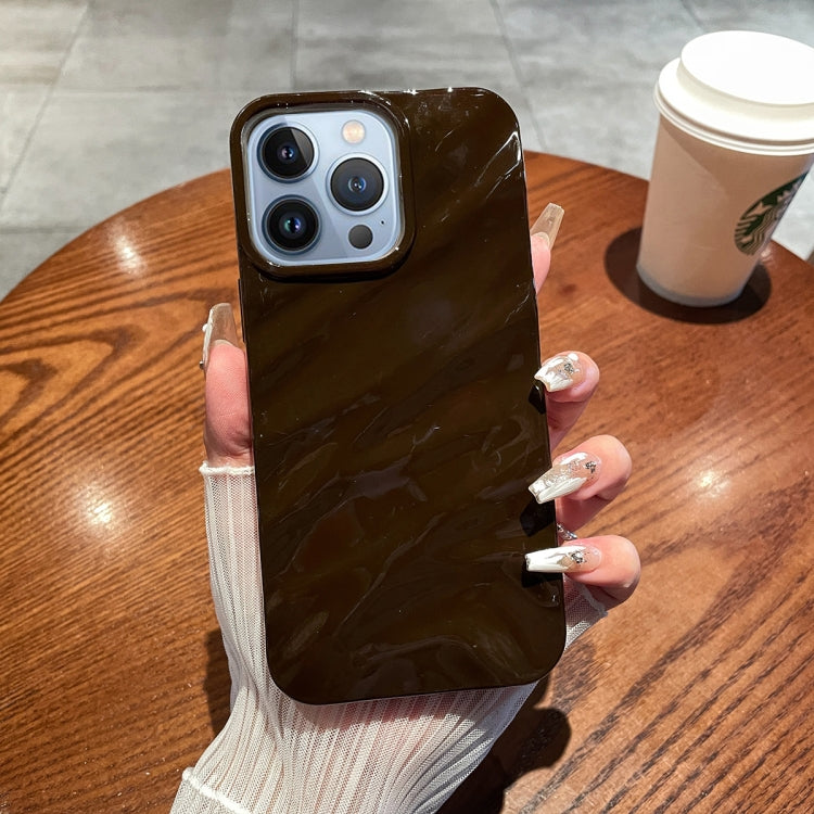 For iPhone 13 Pro Max Solid Color Wave Texture TPU Phone Case(Chocolate)