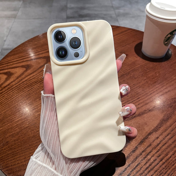 For iPhone 13 Pro Solid Color Wave Texture TPU Phone Case(Beige)