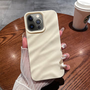 For iPhone 12 Pro Max Solid Color Wave Texture TPU Phone Case(Beige)