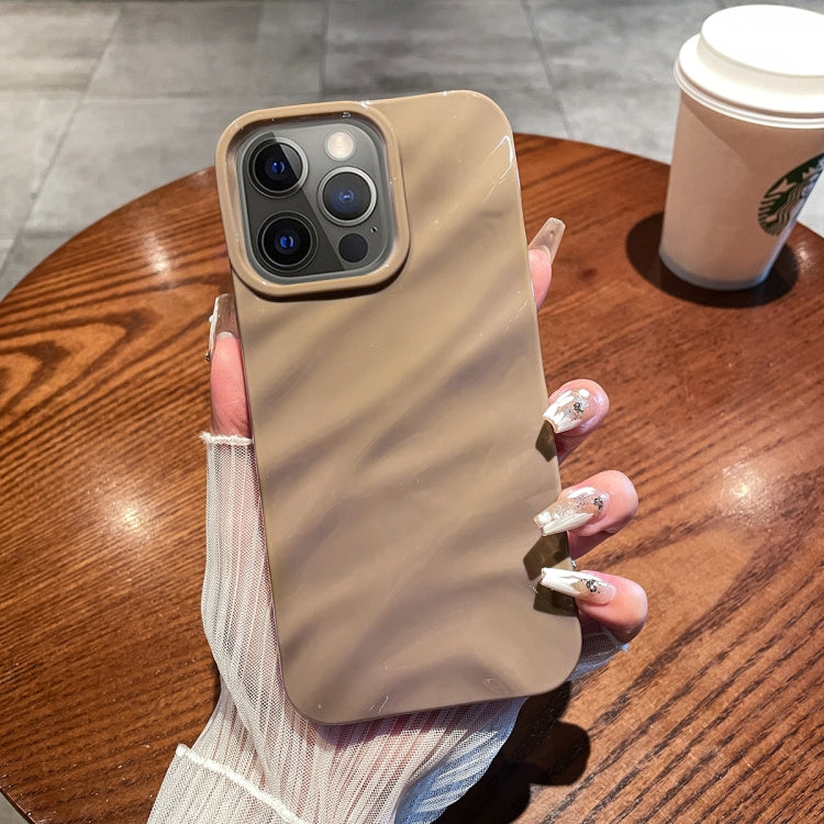 For iPhone 12 Pro Max Solid Color Wave Texture TPU Phone Case(Brown)