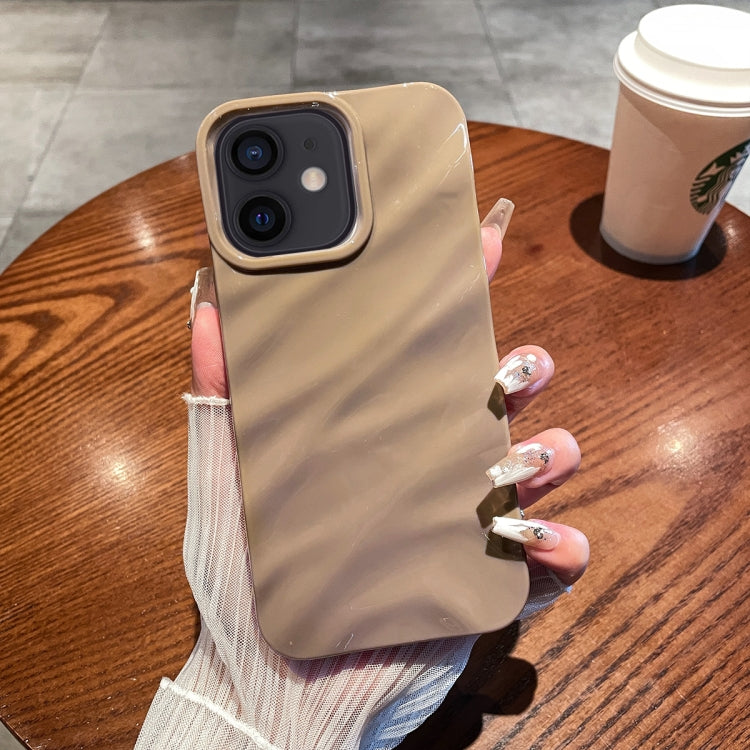 For iPhone 12 / 12 Pro Solid Color Wave Texture TPU Phone Case(Brown)