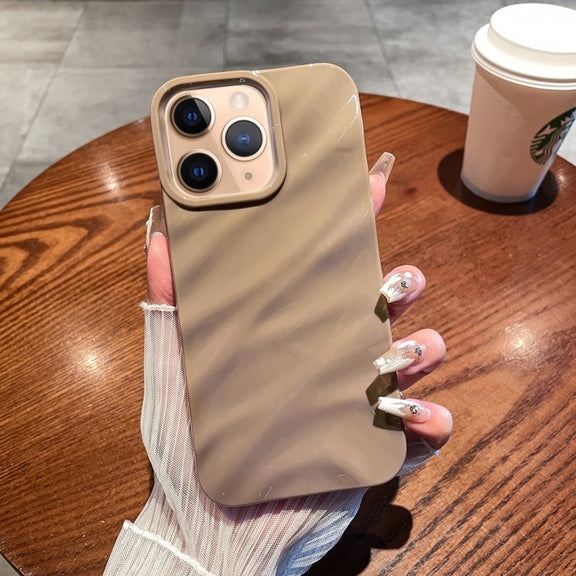 For iPhone 11 Pro Max Solid Color Wave Texture TPU Phone Case(Brown)