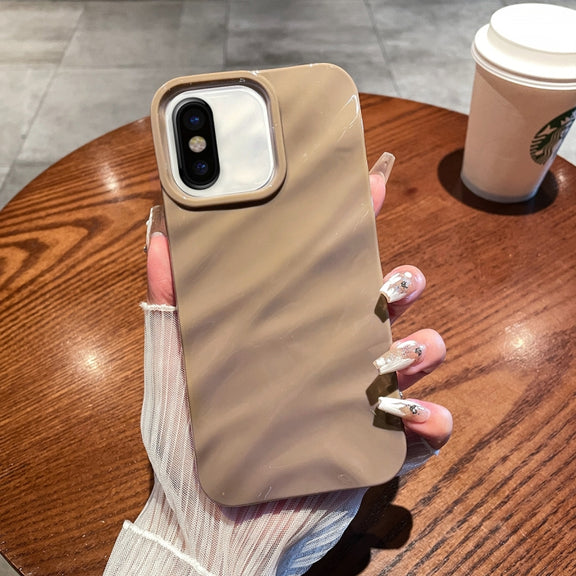 For iPhone X / XS Solid Color Wave Texture TPU Phone Case(Brown)