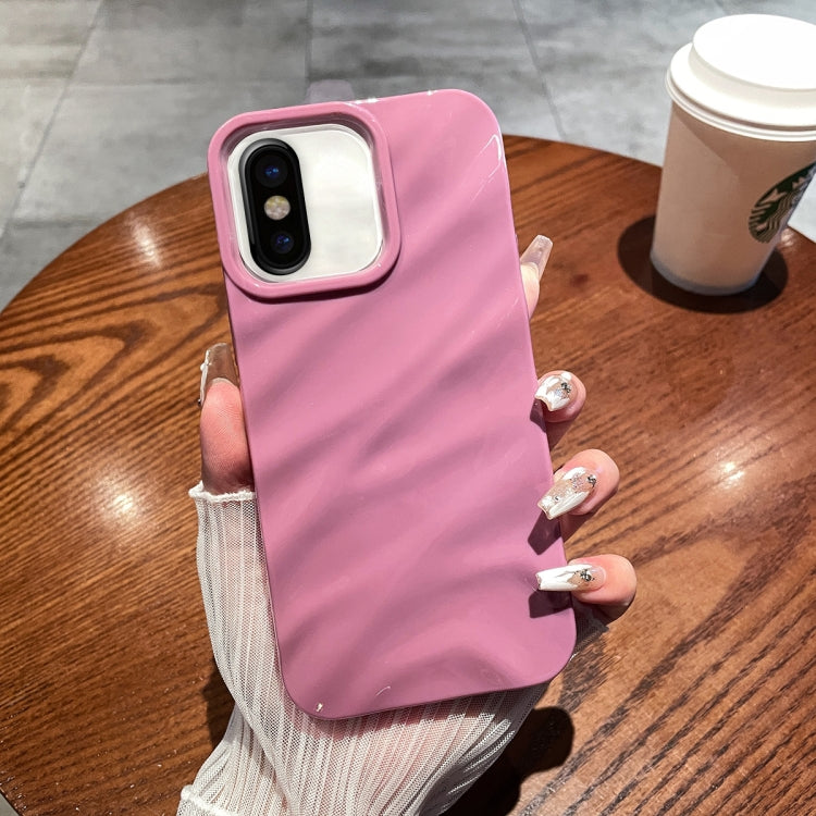 For iPhone X / XS Solid Color Wave Texture TPU Phone Case(Taro Purple)