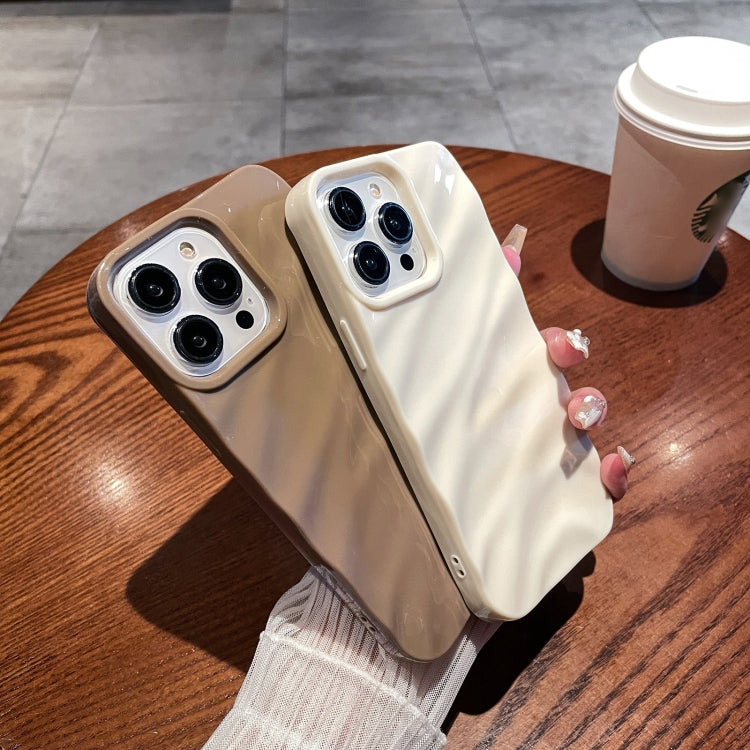 For iPhone 14 /13 Solid Color Wave Texture TPU Phone Case(Ginger)