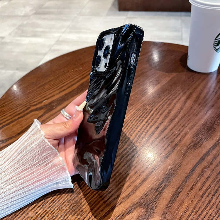 For iPhone 14 Pro Max Solid Color Wave Texture TPU Phone Case(Brown)