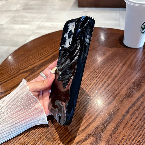 For iPhone 14 /13 Solid Color Wave Texture TPU Phone Case(Ginger)