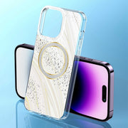 For iPhone 12 Pro Max Dual-side IMD Marble Magsafe Phone Case(White)
