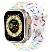 Rainbow Raindrops Silicone Watch Band For Apple Watch Ultra 49mm(White)