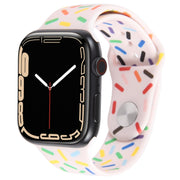 Rainbow Raindrops Silicone Watch Band For Apple Watch 8 41mm(Pink)