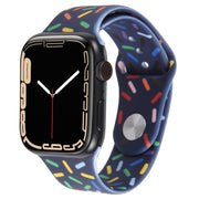 Rainbow Raindrops Silicone Watch Band For Apple Watch 8 41mm(Midnight)